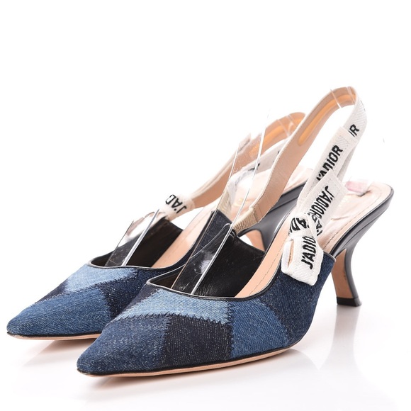 CHRISTIAN DIOR Denim Patchwork Pumps - Picture 1 of 8